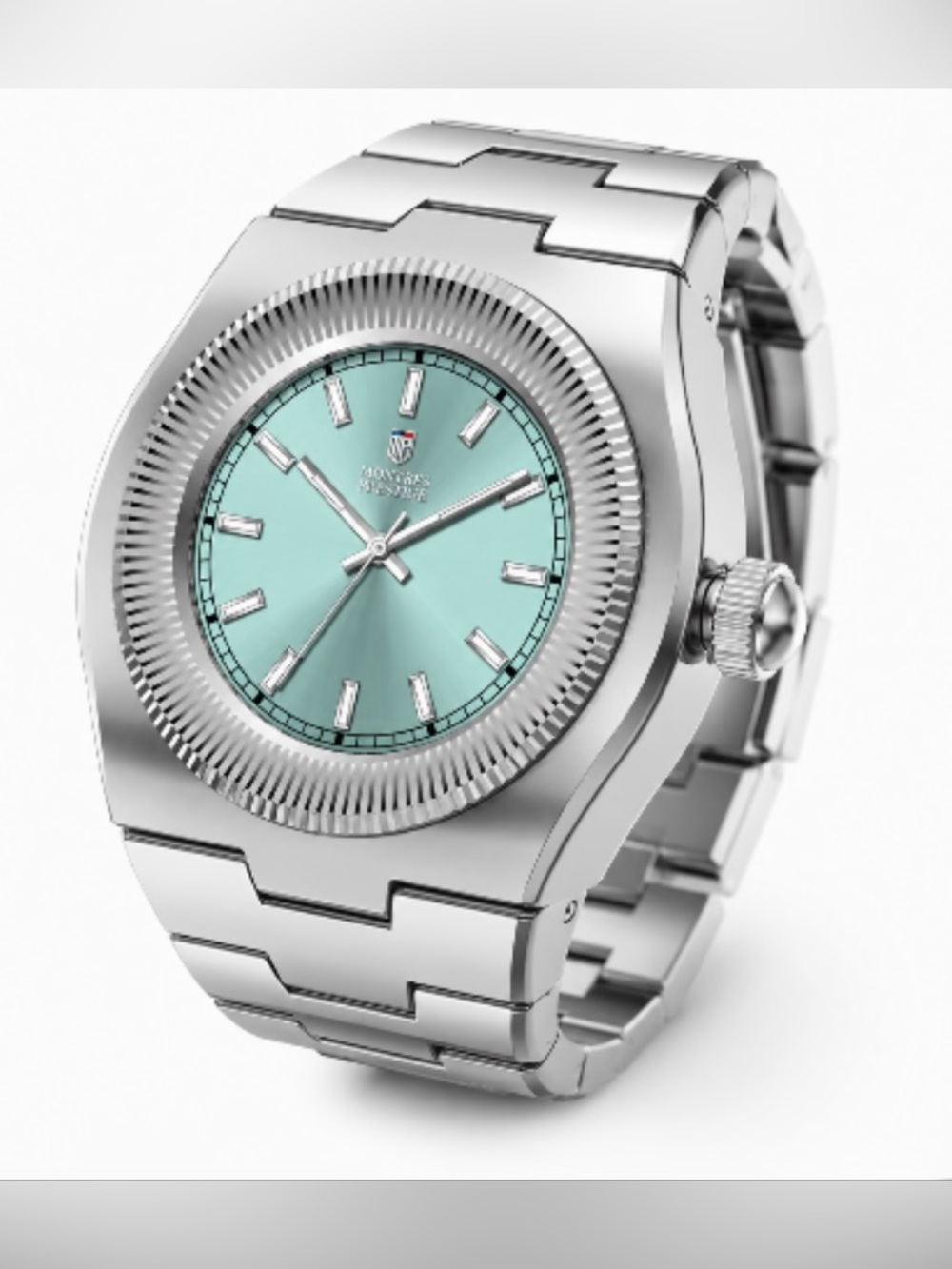 Montres Prestige Mini Ring Watch Aqua Dial Silver NWT
